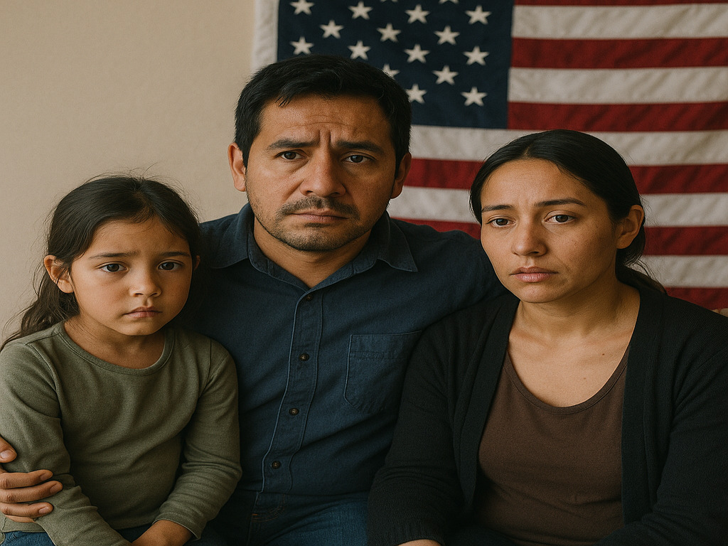 Familia inmigrante preocupada